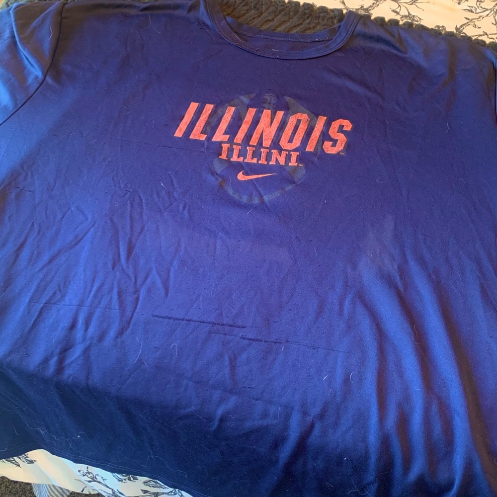 Illinois Fighting Illini T Shirt (Player Worn) - 3XL - Blue
